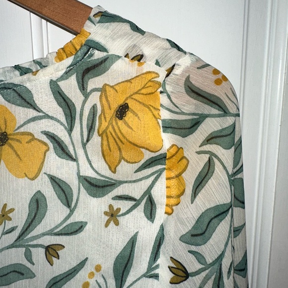 Zara trf collection crop long sleeve yellow flowers - Picture 4 of 5